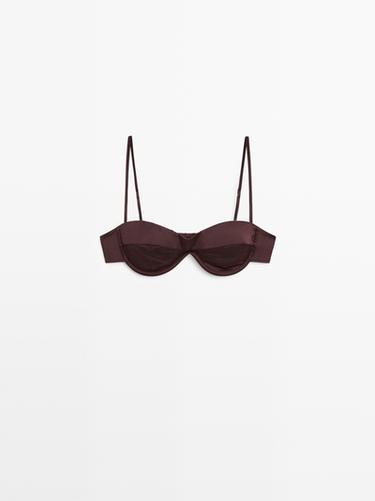 Zara Bandeau top with underwire and seam detail - Mink marl