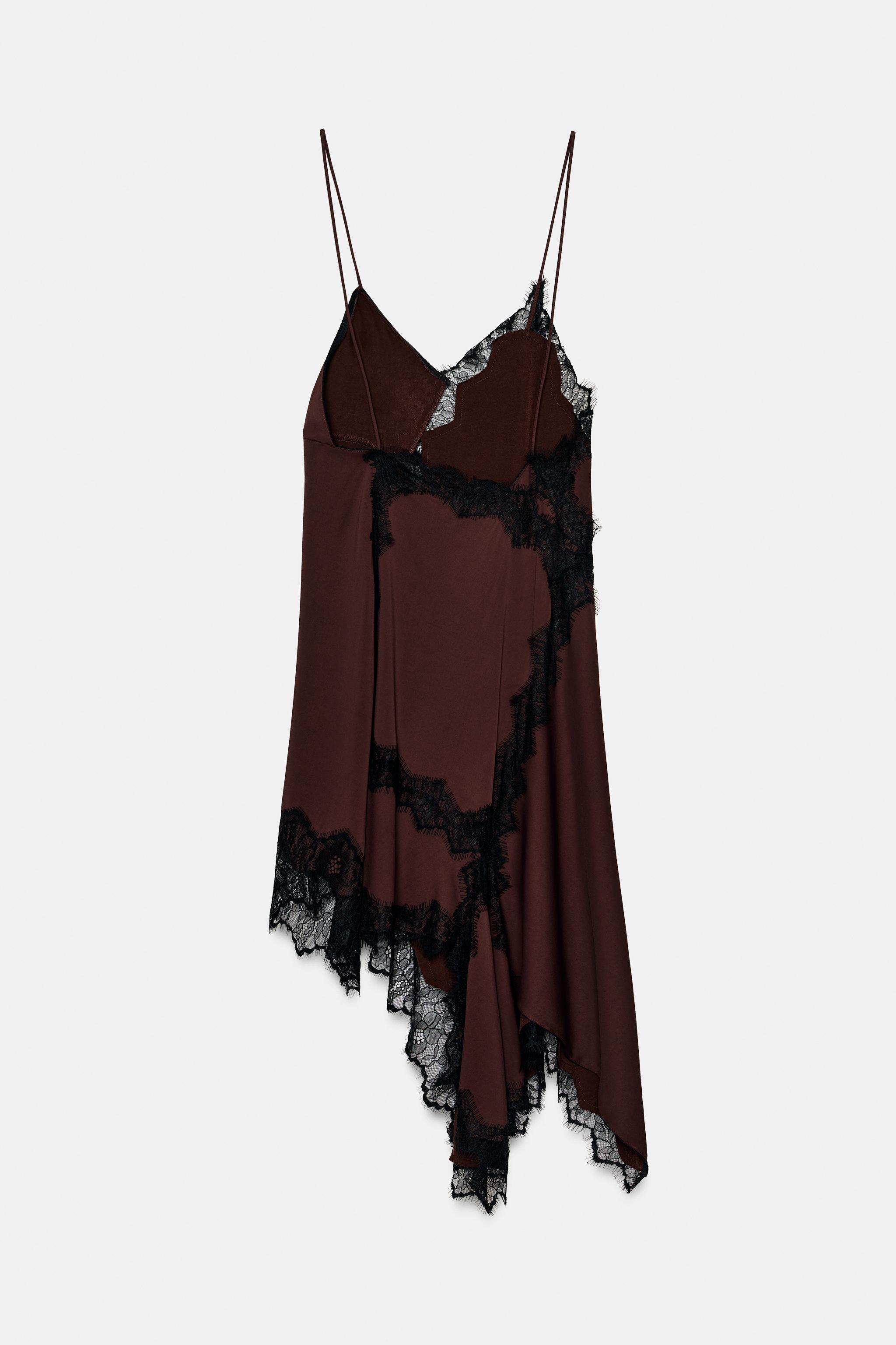 ASYMMETRIC LACE DRESS - Black / Brown | ZARA United States