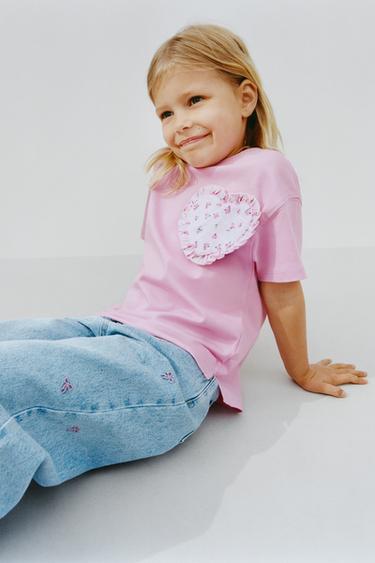 Zara HEART PRINT T-SHIRT - Pink - Image 0