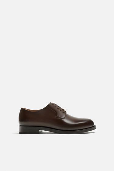 LEATHER DRESS SHOES - Brown by Zara