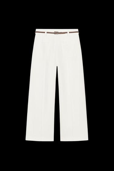 BRAIDED BELT CULOTTE TROUSERS - Ecru by Zara