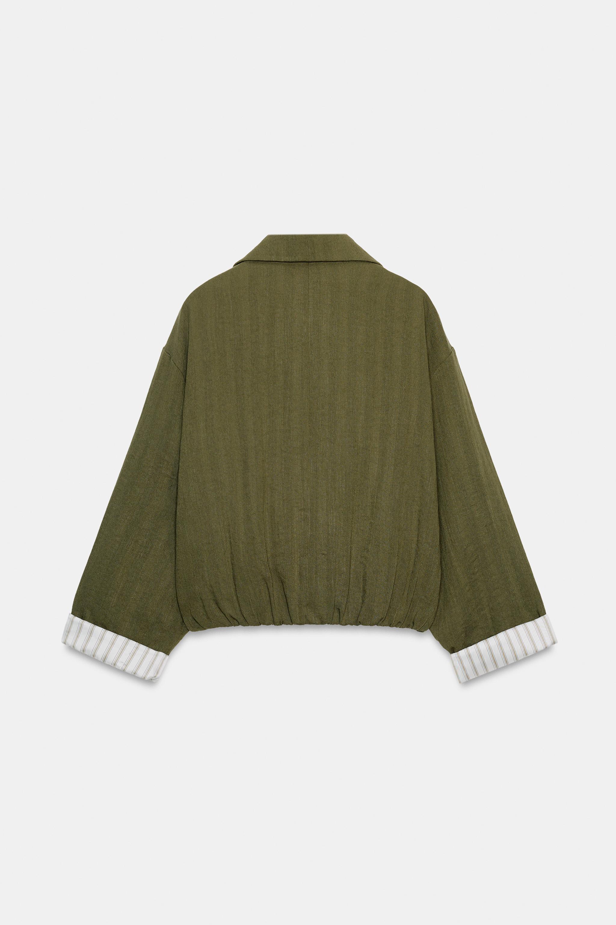 SHORT JACKET WITH ROLLED-UP SLEEVES - Khaki | ZARA United States