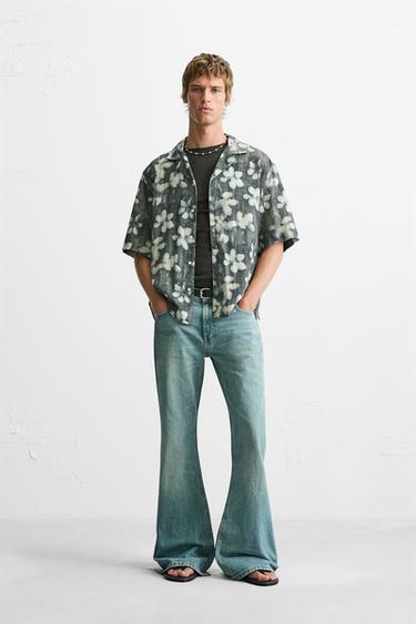 CHEMISE À IMPRIMÉ FLORAL ABSTRAIT - Gris de Zara - Image 0