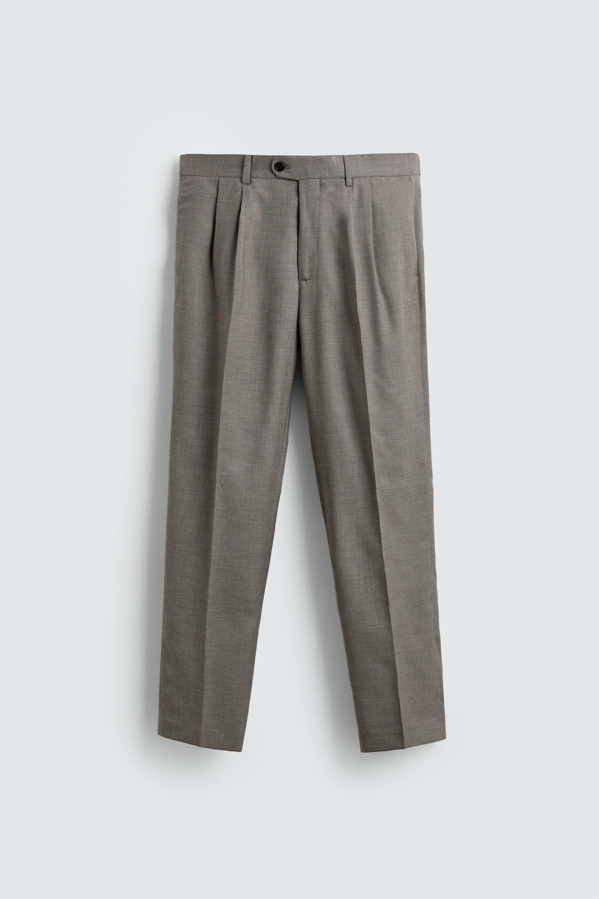 PLAID PLEATED SUIT PANTS