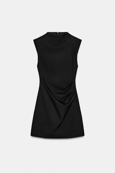 SHORT DRESS WITH SHOULDER PADS - Black by Zara