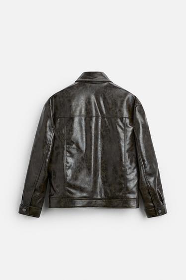 LEATHER EFFECT JACKET - Green by Zara - Image 6