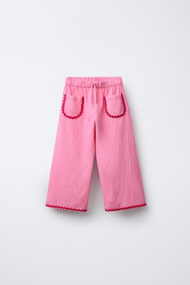 WAVY TEXTURED TROUSERS - Mid-pink by Zara