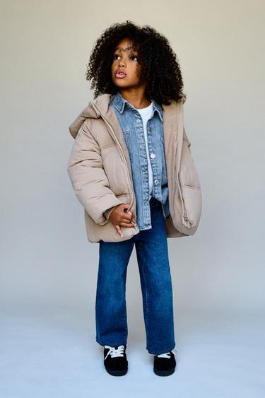 СТЕГАНОЕ ПАЛЬТО С КАПЮШОНОМ WATER REPELLENT — БЕЖЕВЫЙ от Zara