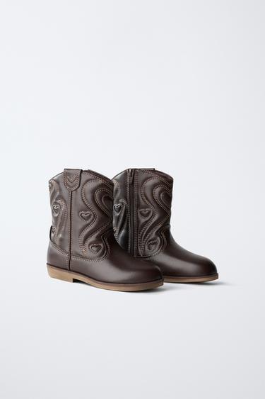 BESTICKTE COWBOYSTIEFEL - Braun von Zara