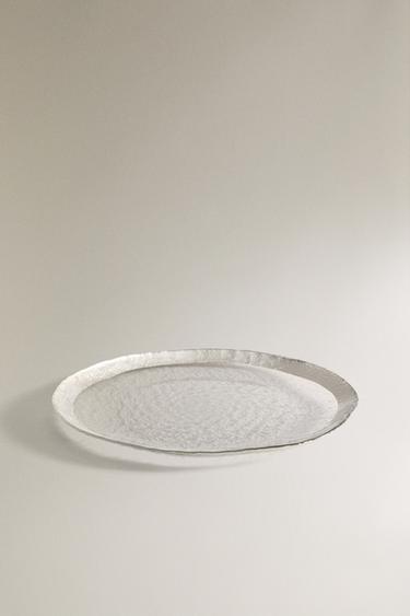 GLASS SERVICE PLATE WITH RIM - Silver by Zara