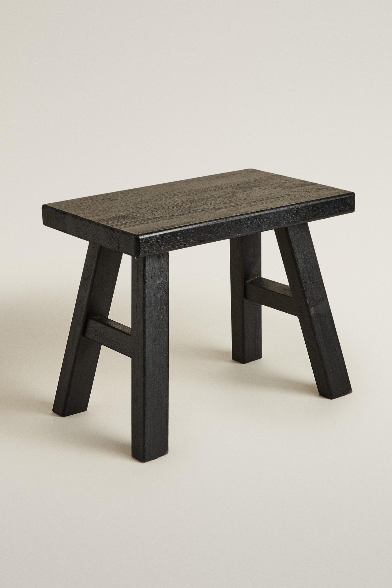 SMALL WOODEN STOOL — Black