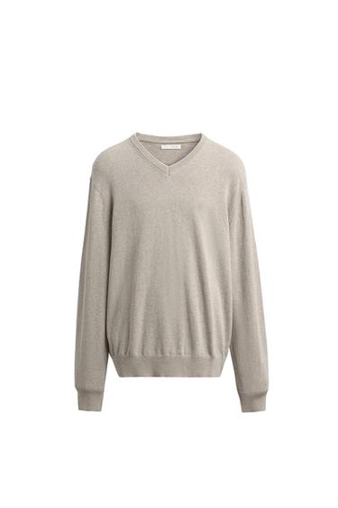 FLECKED COTTON BLEND JUMPER - Ecru / Marl by Zara