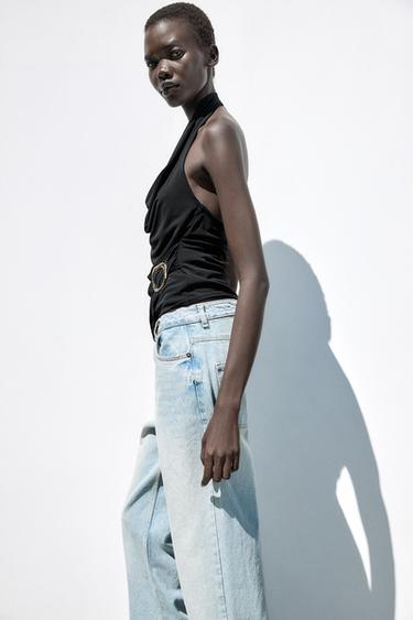 TOP DRAPÉ BOUCLE - Noir de Zara - Image 2