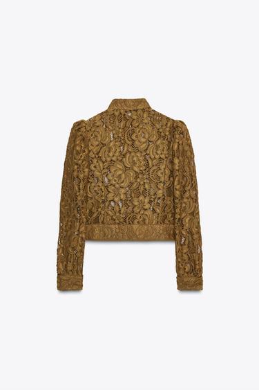 ZW COLLECTION LACE JACKET WITH PUFF SLEEVES - Green by Zara - Image 5