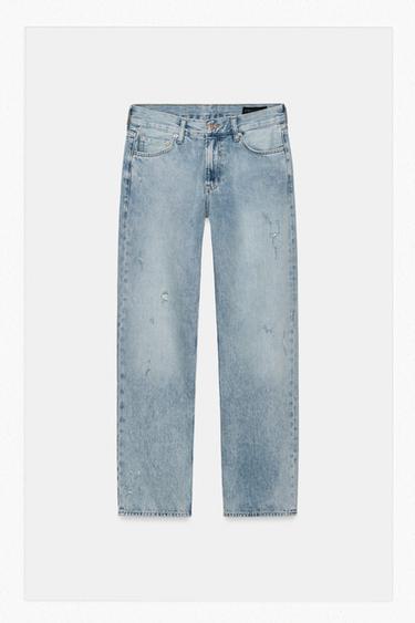 Zara ZW COLLECTION RELAXED STRAIGHT LOW RISE JEANS - Blue