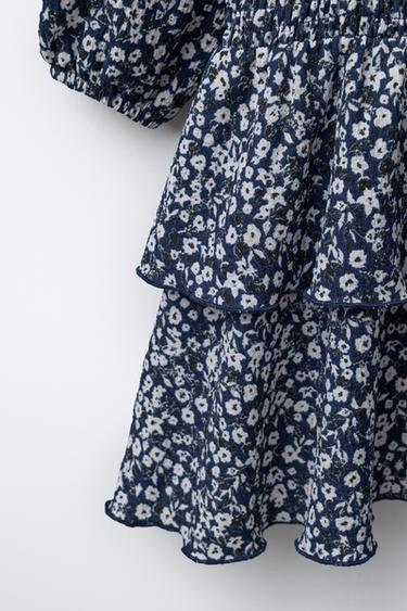COTTON GAUZE FLORAL DRESS - blue/black by Zara - Image 3