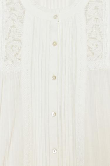 ZW COLLECTION ROMANTIC COTTON SHIRT - Ecru by Zara - Image 7