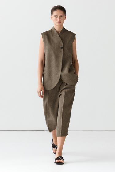 Veste sans manches en lin mélangé - Écaille de Zara - Image 0