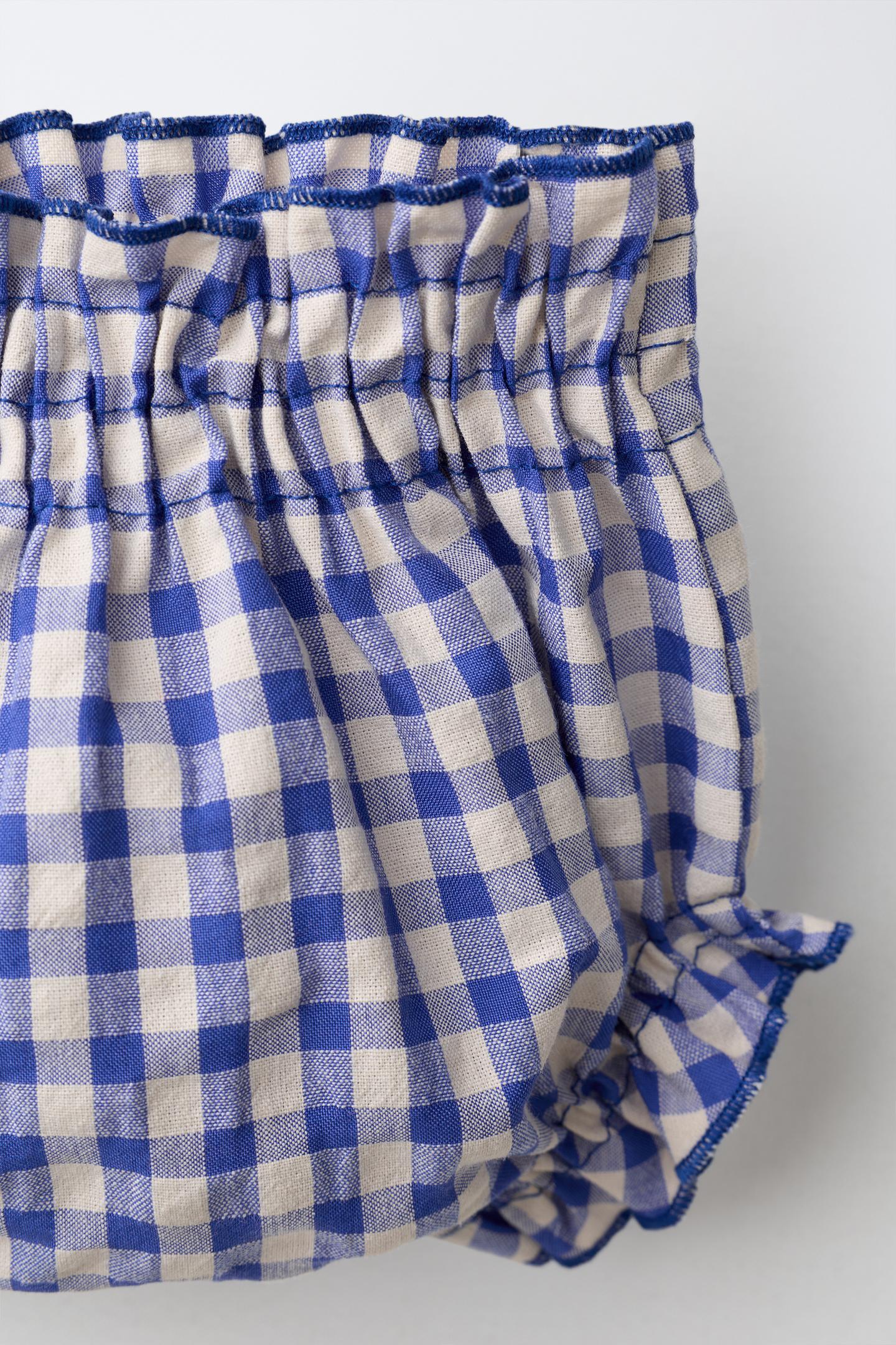 Трусы Gingham для детей — Zara, цвет: Экрю / Синий — фото 3