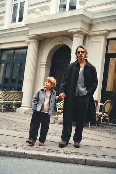 Zara MELANGE COAT WITH WOOL FIREMAN CLASPS - Gray marl