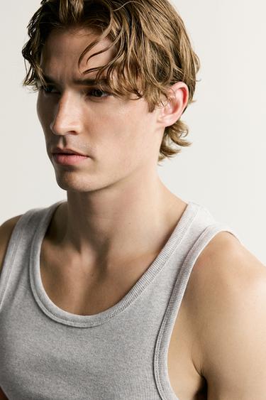 BASIS RIB-TANKTOP - gråmeleret fra Zara