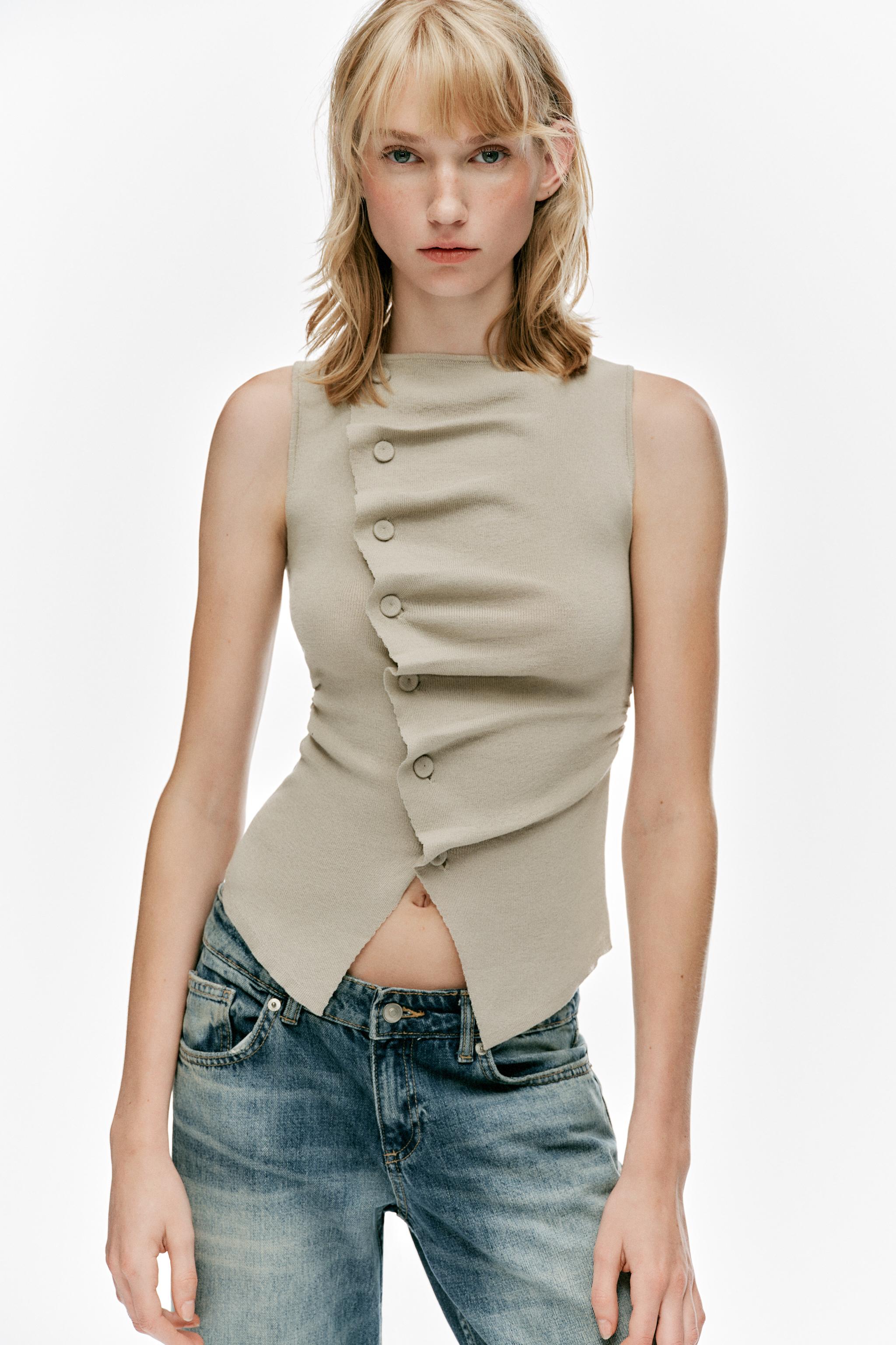 Zara Drapeli Triko Top görsel 2