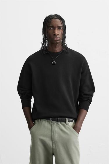 SWEATER MED BLØD STRUKTUR - Sort fra Zara