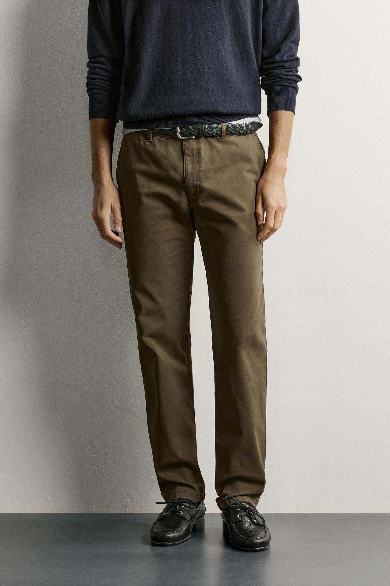 SLIM FIT CHINO PANTS — Khaki