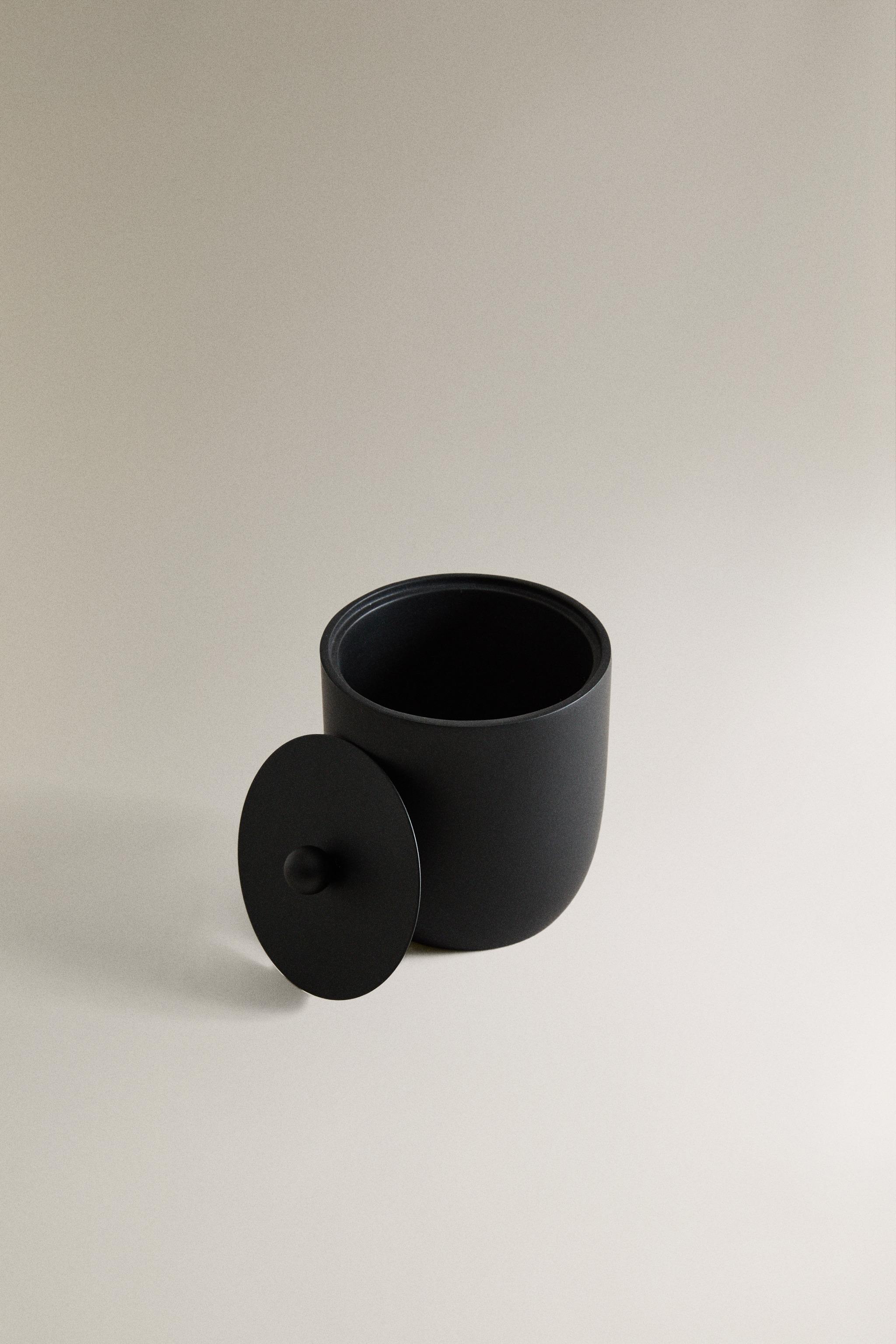 BLACK RESIN BATHROOM ORGANIZER JAR
