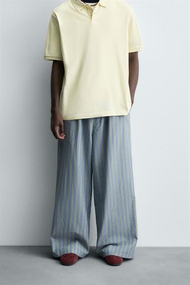 STRIPED OVERSIZE FIT TROUSERS - Blue by Zara - Image 1