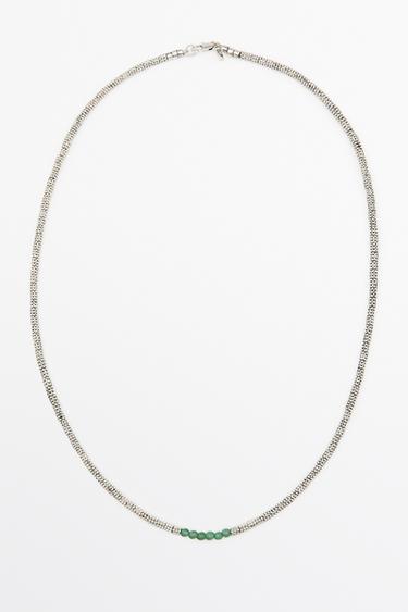 Collier à perles contrastantes - Vert de Zara - Image 0
