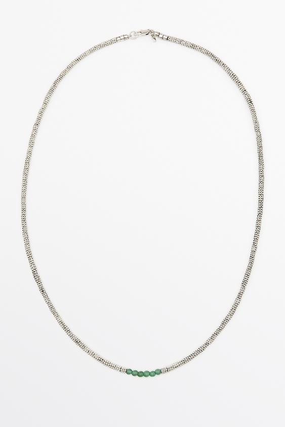 Zara Mixed bead detail necklace - Green - Image 0