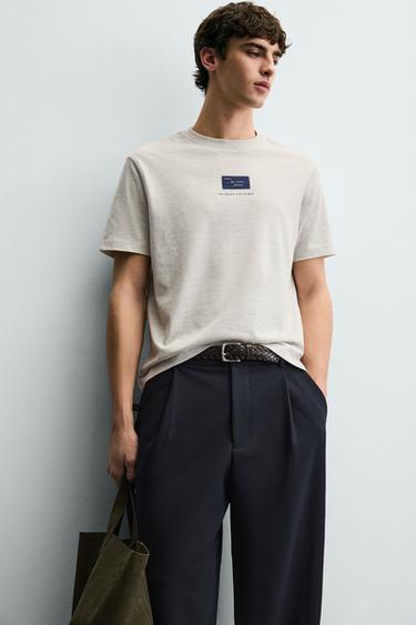 CONTRAST PRINT T-SHIRT - Grey marl by Zara - Image 4