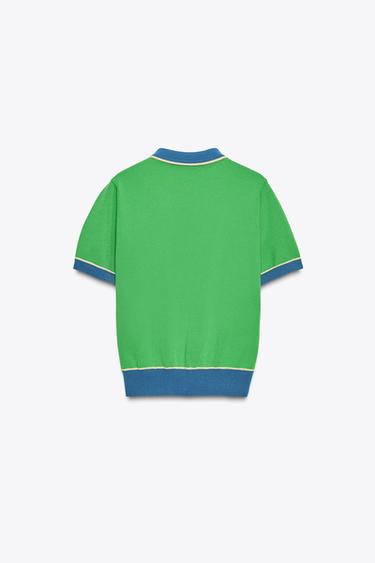 TOP POLO COMBINÉ EN MAILLE À MANCHES COURTES - unique de Zara - Image 4