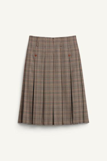JUPE À CARREAUX ET PLIS PLATS ÉDITION LIMITÉE - Marron de Zara - Image 6