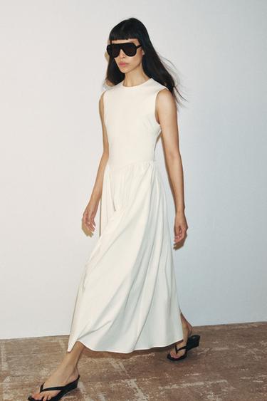 CONTRAST MIDI DRESS - Ecru by Zara - Image 4