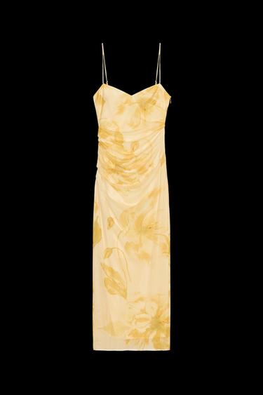 MIDIKLEID AUS TÜLL MIT PRINT - Gelb von Zara - Bild 0