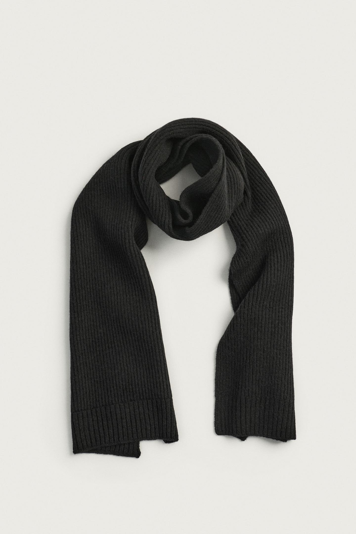 Мужской шарф Zara 100% Wool Knit, цвет: Чёрный — фото 4
