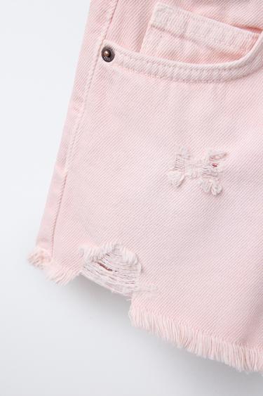 BERMUDA EN JEAN DÉCHIRÉ - Rose de Zara - Image 3