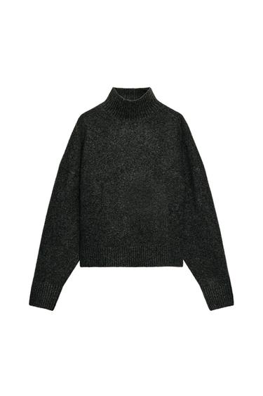 PULL EN MAILLE DOUCE À COL MONTANT - Gris foncé de Zara