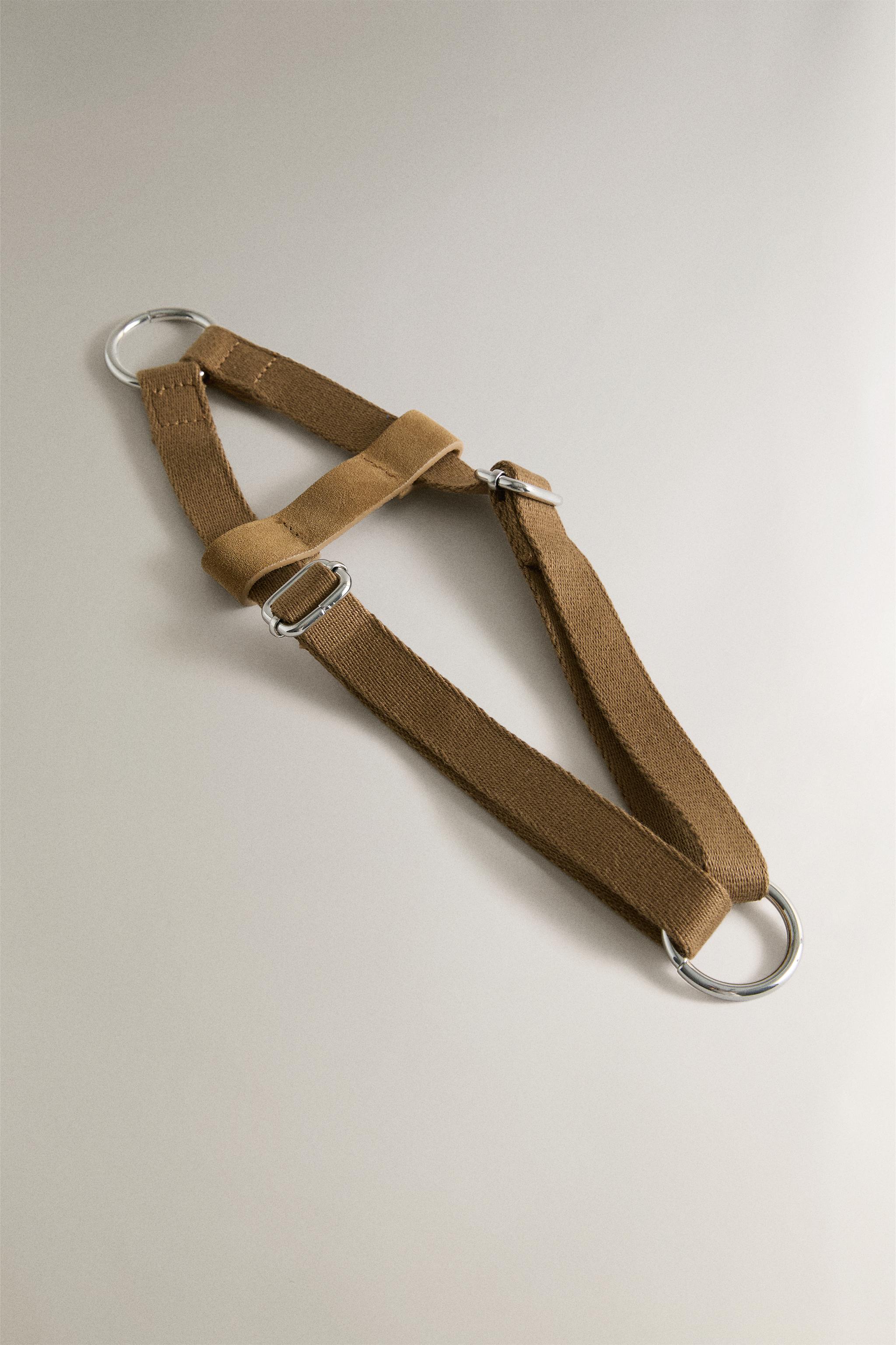 LEATHER PET HARNESS — Beige