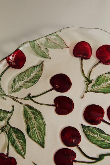 GLASS DESSERT PLATE WITH CHERRIES -  by Zara - Image 4