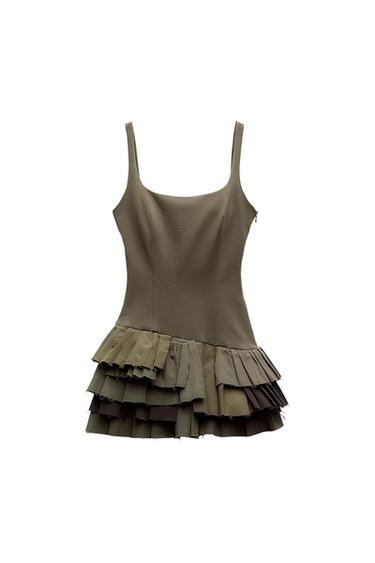 PLAYSUIT DRESS WITH CONTRAST BOX PLEATS