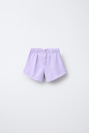 Zara DENIM SHORTS WITH DARTS - Violet - Image 0