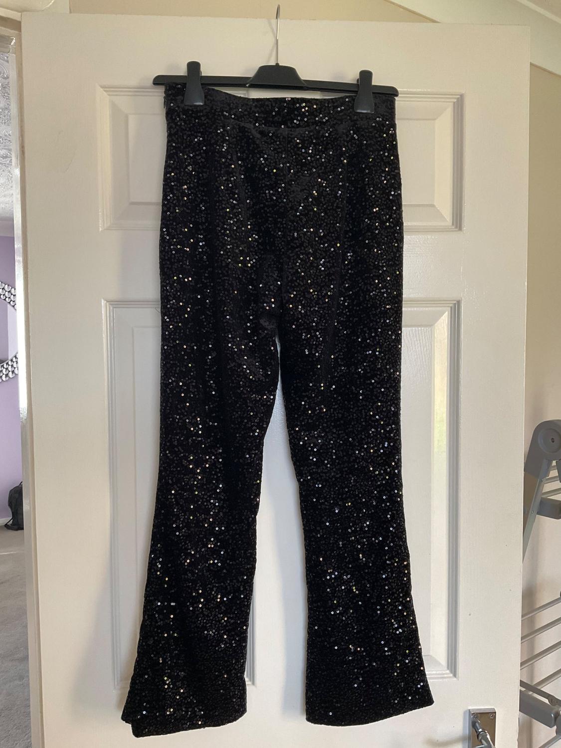 SEQUINNED VELVET FLARE TROUSERS - Image 2