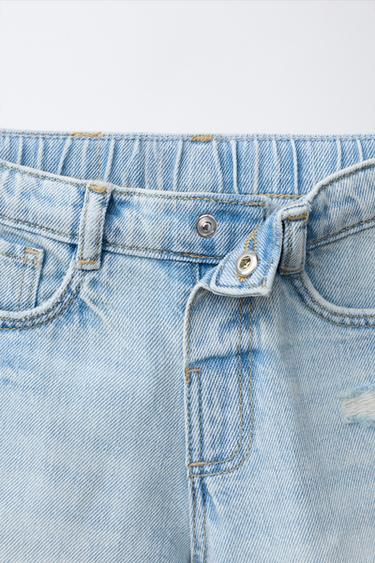 BERMUDA EN JEAN BAGGY DÉCHIRÉ - Bleu clair de Zara - Image 2