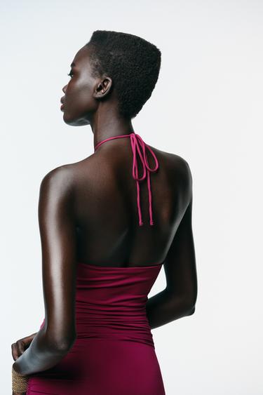 SUN HALTER POLYAMIDE DRESS - Purple by Zara - Image 3