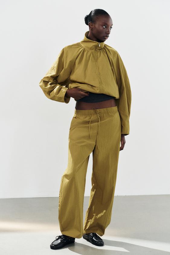 Zara TECHNICAL FABRIC GATHERED JACKET - Mustard - Image 0
