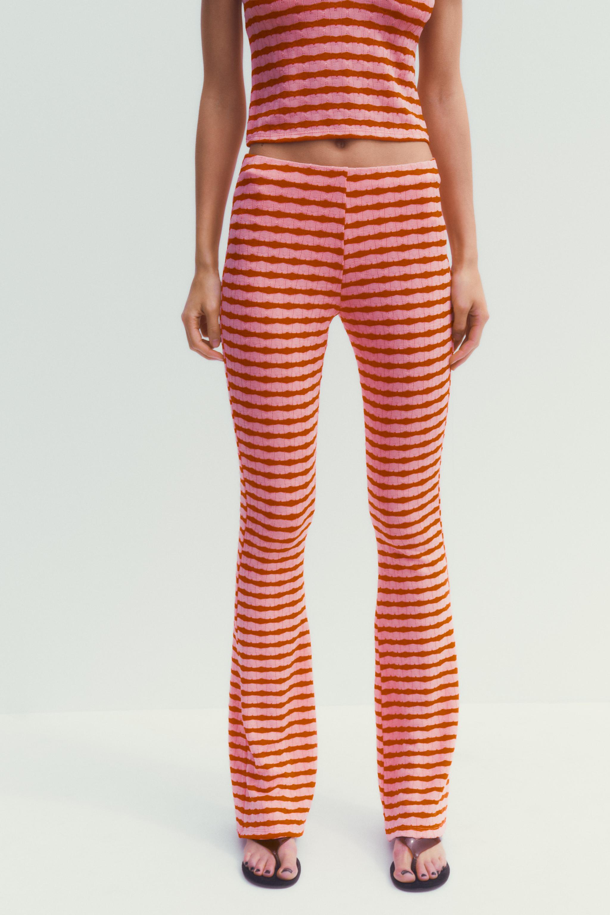 ZARA FLARE ジャカードパンツ 5039/362 JACQUARD FLARE PANTS - Black / White | ZARA United States