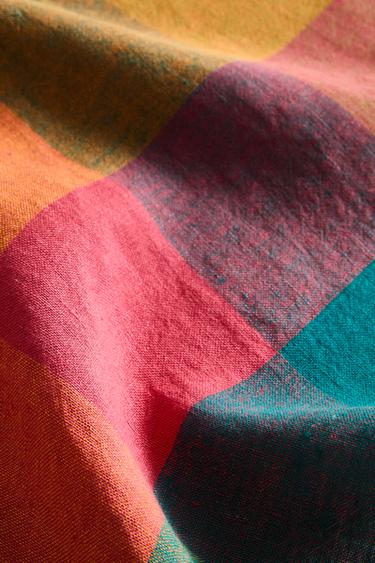 PACK OF MULTICOLOURED CHECK LINEN NAPKINS - Green by Zara - Image 3